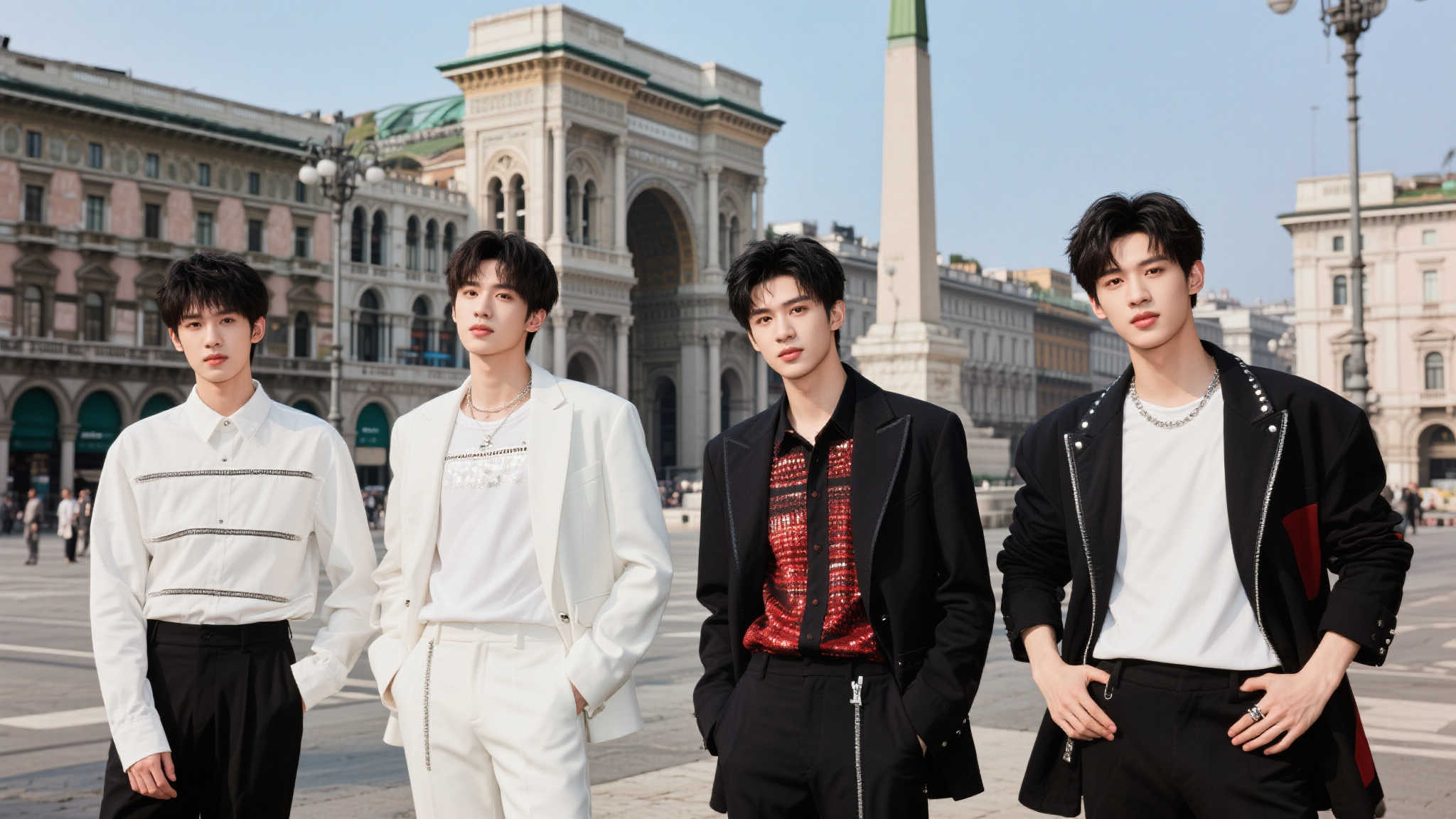 Prada晚宴朱志鑫苏新皓同车亮相米兰